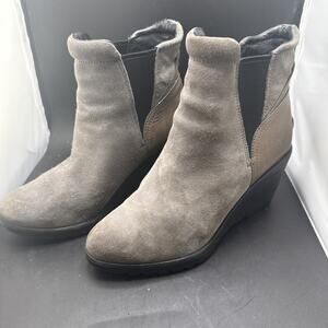 Sorel Boots After Hours Chelsea Wedge Booties Gray Suede NL2566-052 Women's 9